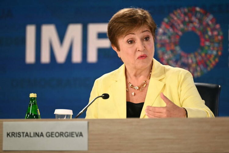International Monetary Fund Managing Director Kristalina Georgieva speaks during a briefing on the IMFs Global Policy Agenda during the International Monetary Fund/World Bank Annual Meetings in Washington, DC on October 24, 2024. (Photo by Mandel NGAN / AFP)