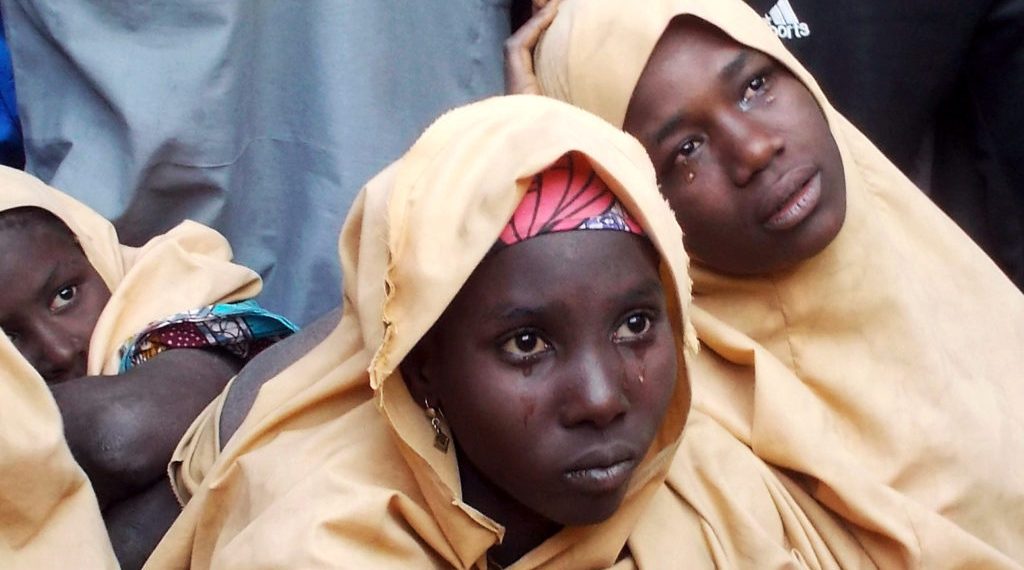 Some of the newly-released Dapchi schoolgirls are pictured in Jumbam village, Yobe State, Nigeria March 21, 2018. REUTERS/REUTERS/Ola Lanre TPX IMAGES OF THE DAY - RC1930690A00