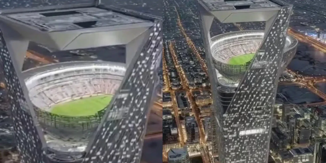 Saudi Arabia unveils plans to build world’s first ‘sky stadium’ 1,150 feet above the ground (Photos and Video)