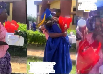 A Nigerian Lady dresses like best friend’s late mum to surprise her on convocation day (Video)
