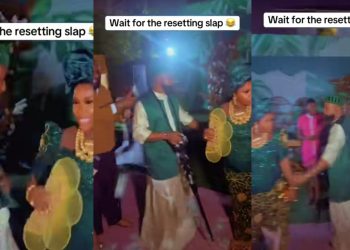 Nigeria: Trending— Groom slaps lady after she packed money sprayed on him during wedding dance (Video)