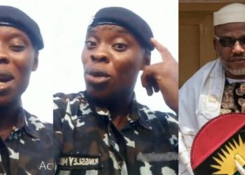 Nigerian Police Officer Sparks Controversy with Remarks on His Igbo Loyalty For Nnamdi Kanu (Video)