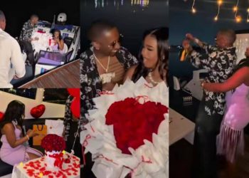 Tanzania Singer Juma Jux surprises Priscillia Ojo with a romantic boat cruise on their one-year anniversary (Video)