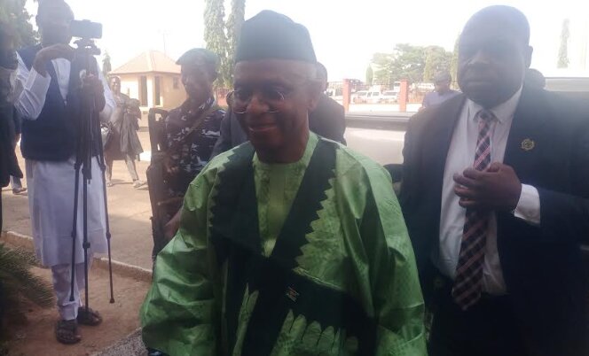 Nasir El-Rufai arrives Kaduna court under heavy security as journalists are barred, raising concerns over transparency in the high-profile case.
